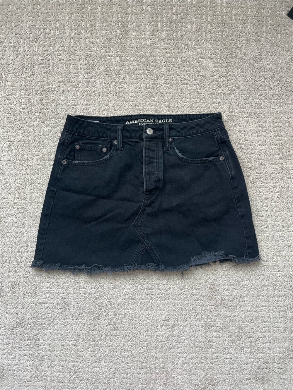 American Eagle Outfitters Black Frayed Hem Denim Shorts